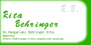 rita behringer business card